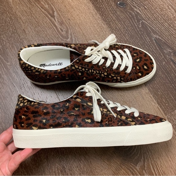 Madewell womens sidewalk low top sneakers painted leopard Color block calf hair - Picture 1 of 6